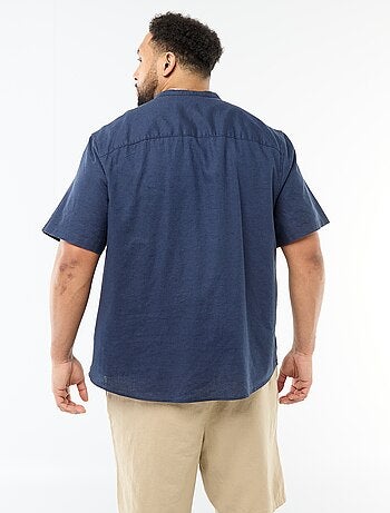 Camisa de lino mezclado de manga corta