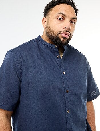 Camisa de lino mezclado de manga corta