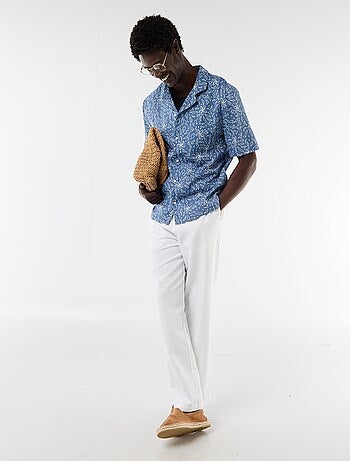 Camisa de lino mezclado de manga corta