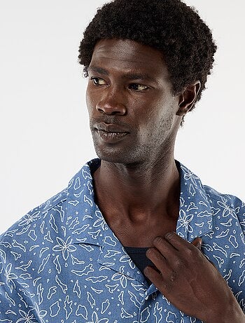 Camisa de lino mezclado de manga corta