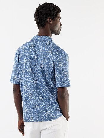 Camisa de lino mezclado de manga corta