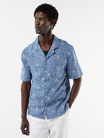 Camisa de lino mezclado de manga corta