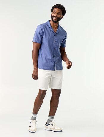 Camisa de lino mezclado de manga corta
