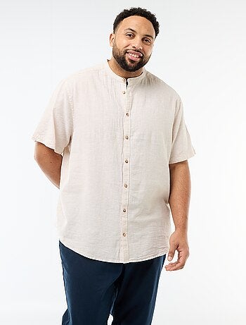 Camisa de lino mezclado de manga corta