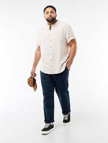Camisa de lino mezclado de manga corta