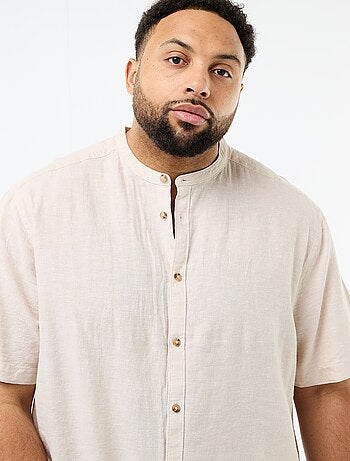 Camisa de lino mezclado de manga corta