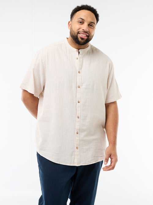 Camisa de lino mezclado de manga corta - Kiabi