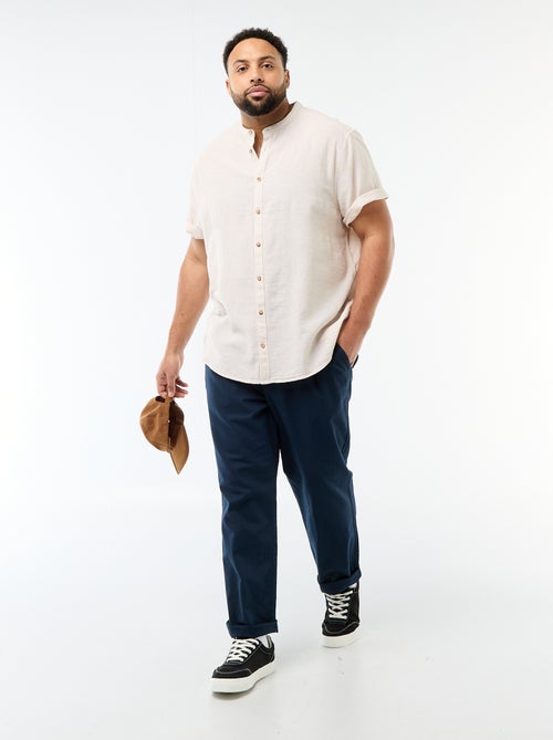Camisa de lino mezclado de manga corta - Kiabi