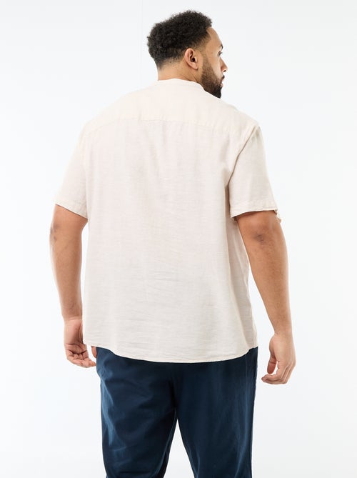 Camisa de lino mezclado de manga corta - Kiabi