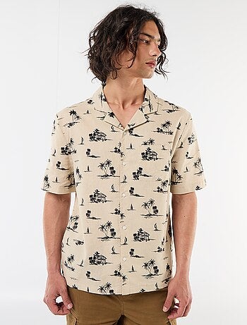 Camisa de lino mezclado de manga corta