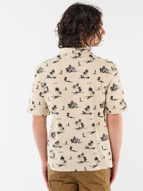 Camisa de lino mezclado de manga corta - Kiabi