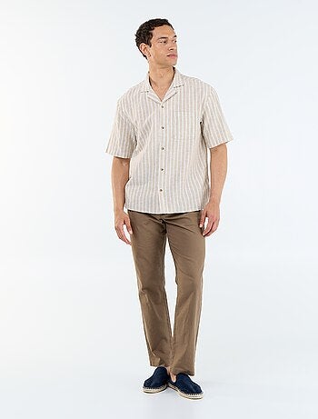 Camisa de lino mezclado de manga corta