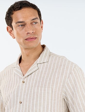 Camisa de lino mezclado de manga corta