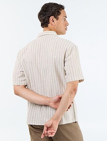 Camisa de lino mezclado de manga corta