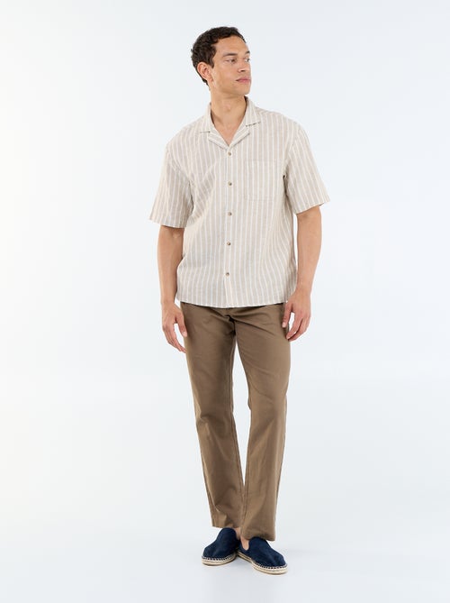 Camisa de lino mezclado de manga corta - Kiabi