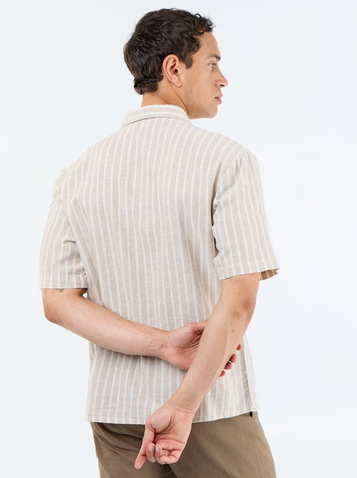 Camisa de lino mezclado de manga corta - Kiabi