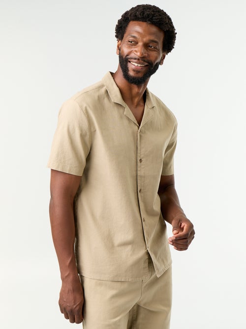 Camisa de lino mezclado de manga corta - Kiabi