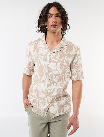 Camisa de lino mezclado de manga corta