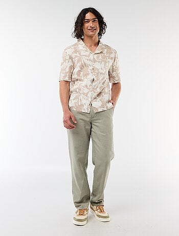 Camisa de lino mezclado de manga corta