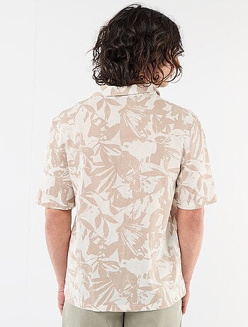 Camisa de lino mezclado de manga corta