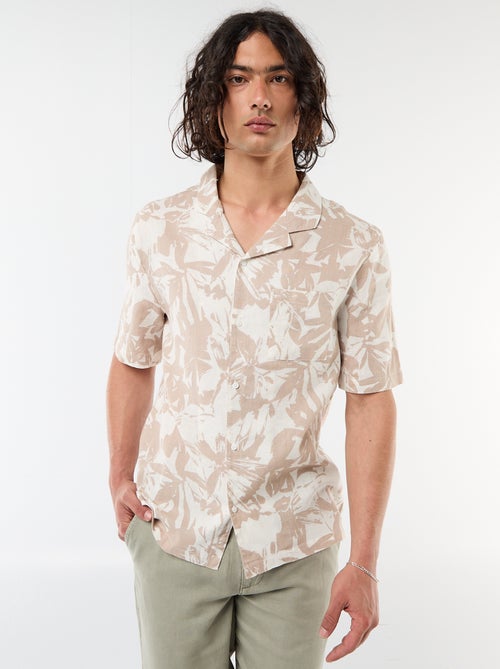 Camisa de lino mezclado de manga corta - Kiabi