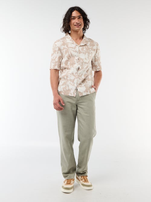 Camisa de lino mezclado de manga corta - Kiabi