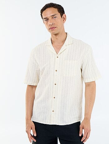 Camisa de lino mezclado de manga corta