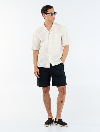 Camisa de lino mezclado de manga corta
