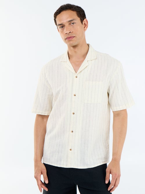 Camisa de lino mezclado de manga corta - Kiabi