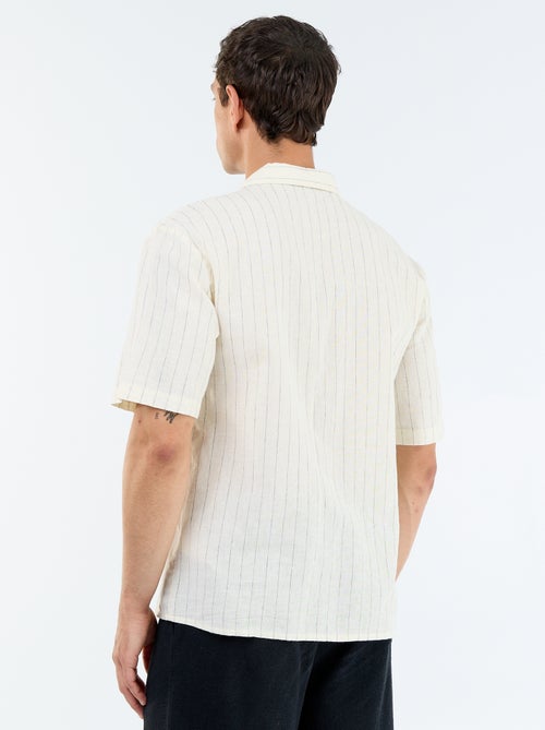 Camisa de lino mezclado de manga corta - Kiabi