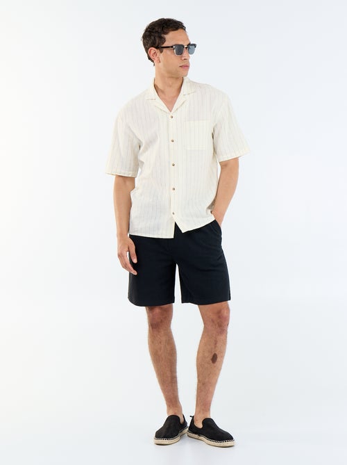 Camisa de lino mezclado de manga corta - Kiabi