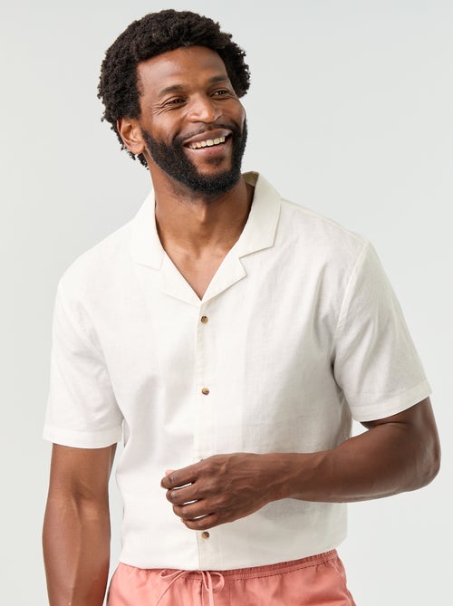 Camisa de lino mezclado de manga corta - Kiabi