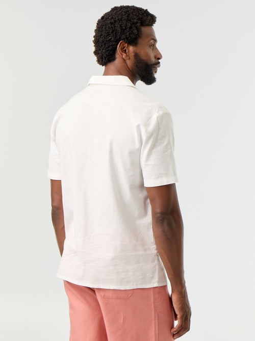 Camisa de lino mezclado de manga corta - Kiabi