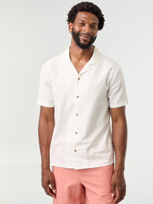 Camisa de lino mezclado de manga corta - Kiabi