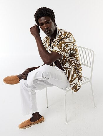 Camisa de lino mezclado de manga corta