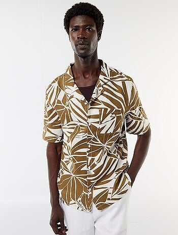 Camisa de lino mezclado de manga corta