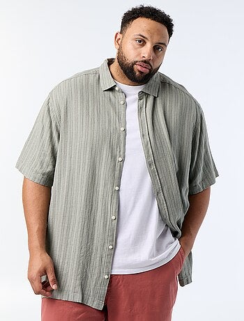 Camisa de lino mezclado de manga corta