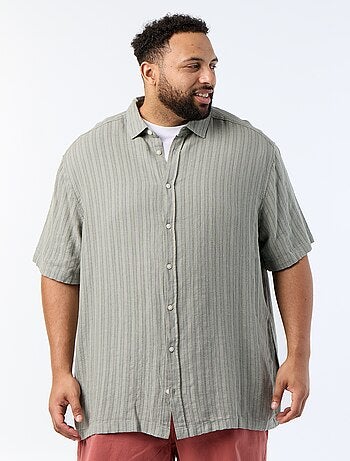 Camisa de lino mezclado de manga corta