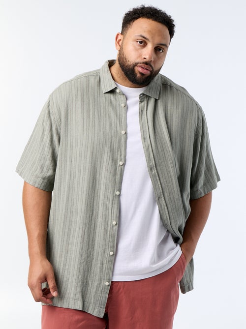 Camisa de lino mezclado de manga corta - Kiabi