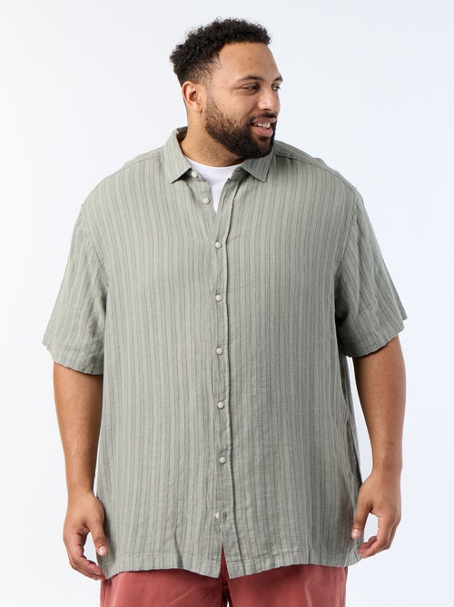 Camisa de lino mezclado de manga corta - Kiabi