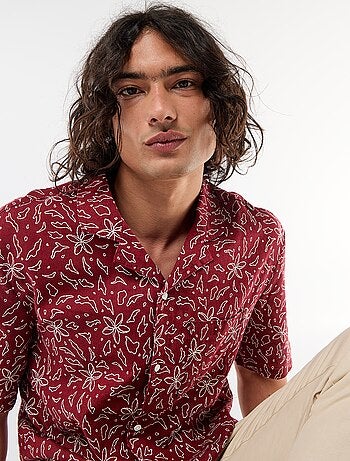 Camisa de lino mezclado de manga corta