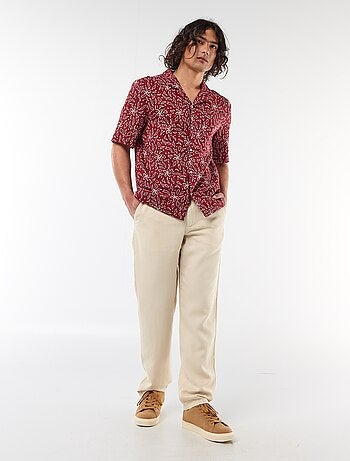 Camisa de lino mezclado de manga corta