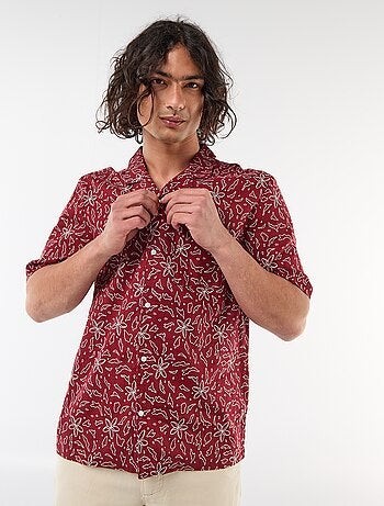 Camisa de lino mezclado de manga corta