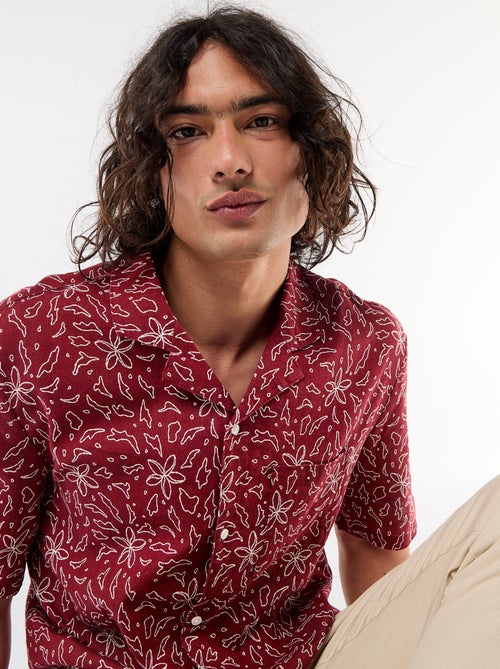 Camisa de lino mezclado de manga corta - Kiabi