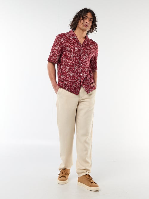 Camisa de lino mezclado de manga corta - Kiabi