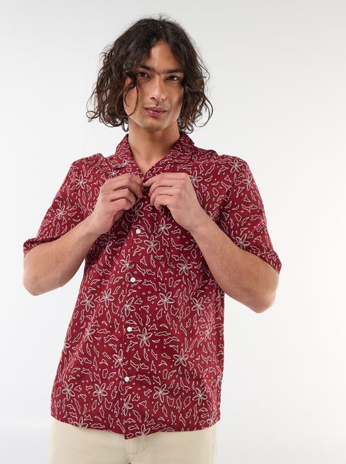 Camisa de lino mezclado de manga corta - Kiabi