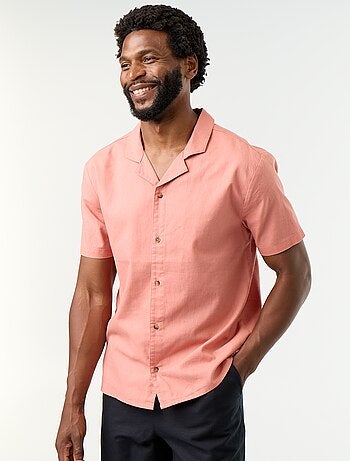 Camisa de lino mezclado de manga corta