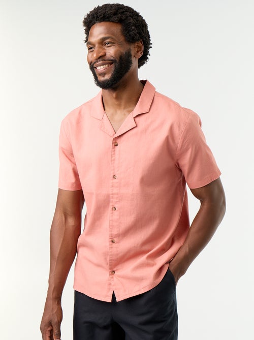 Camisa de lino mezclado de manga corta - Kiabi