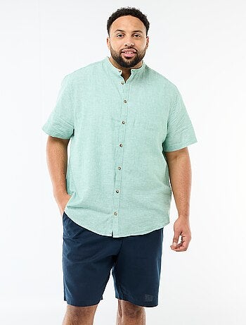 Camisa de lino mezclado de manga corta