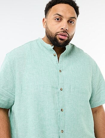 Camisa de lino mezclado de manga corta